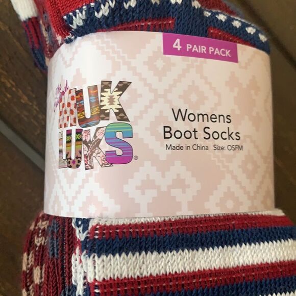 Muk Luks Women's Tall Boot Socks 4 Pairs New - Picture 2 of 3